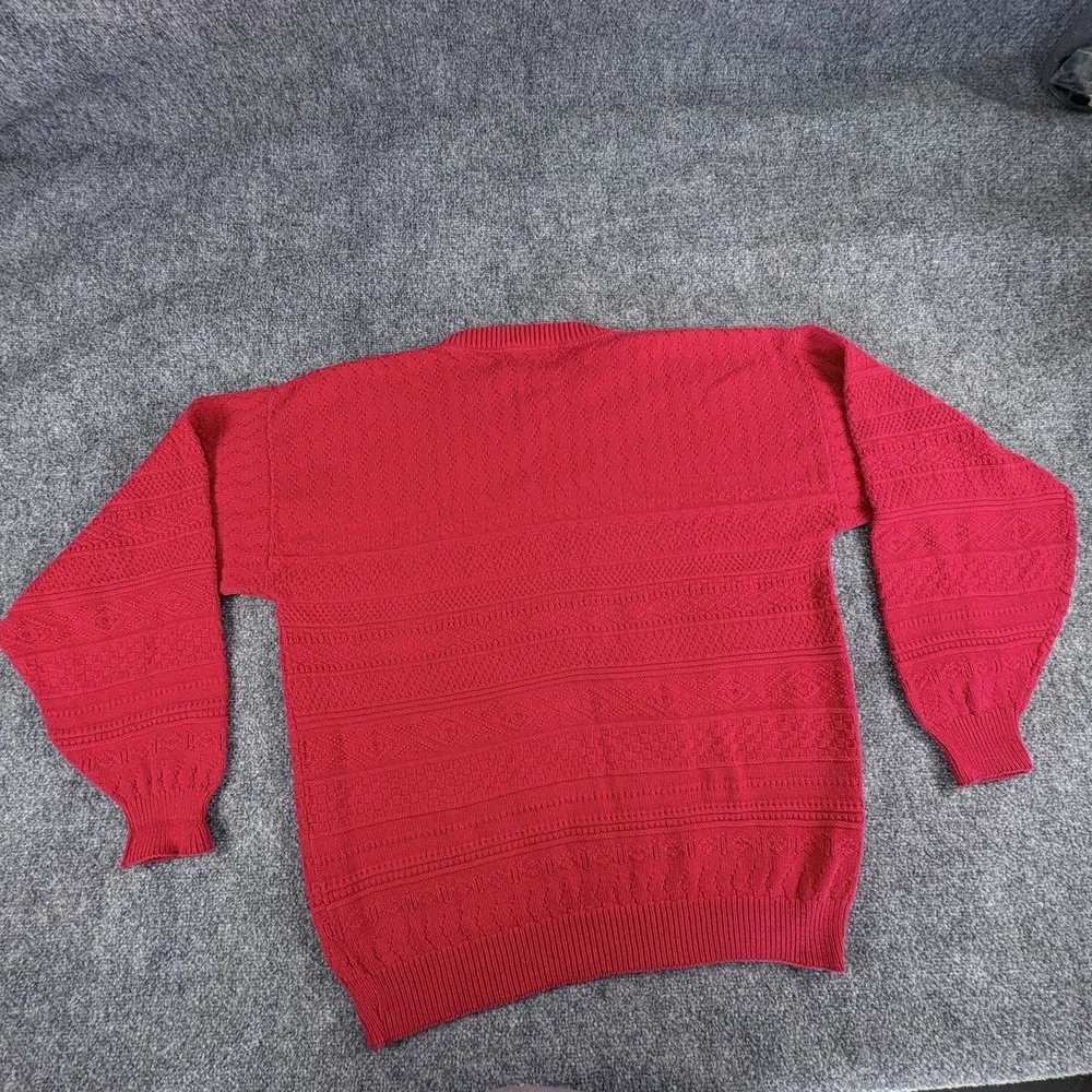 Vintage 80s Kenneth Roberts Sweater Mens L Red Preppy Academia Grandpa Baggy 90s